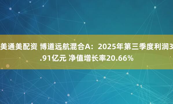 美通美配资 博道远航混合A：2025年第三季度利润3.91亿元 净值增长率20.66%